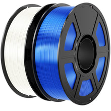 Load image into Gallery viewer, i3DCom Silk PLA Filament Bundle, 1.75mm 3D Printer Filament 2-Pack, 2kg Spool (4.4lbs), Dimensional Accuracy +/- 0.03 mm, Fit Most FDM 3D Printer (Silk White+Silk Blue)