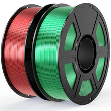 Load image into Gallery viewer, i3DCom Silk PLA Filament Bundle, 1.75mm 3D Printer Filament 2-Pack, 2kg Spool (4.4lbs), Dimensional Accuracy +/- 0.03 mm, Fit Most FDM 3D Printer (Silk Red+Silk Green)
