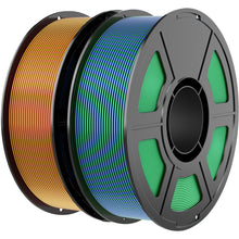 Load image into Gallery viewer, i3DCom Dual Color Silk PLA Filament 1.75mm 3D Printer Filament Bundle, 2kg Spool (4.4lbs), Dimensional Accuracy +/- 0.03 mm, Fit Most FDM 3D Printers (Gold Red + Blue Green)