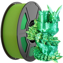 Load image into Gallery viewer, i3DCom Silk PLA 3D Printer Filament, Silk Dual Color Green Yellow PLA Filament 1.75+/-0.03mm, Shiny Coextrusion PLA Filament, Color Change 3D Printing Filament 1KG/2.2lb
