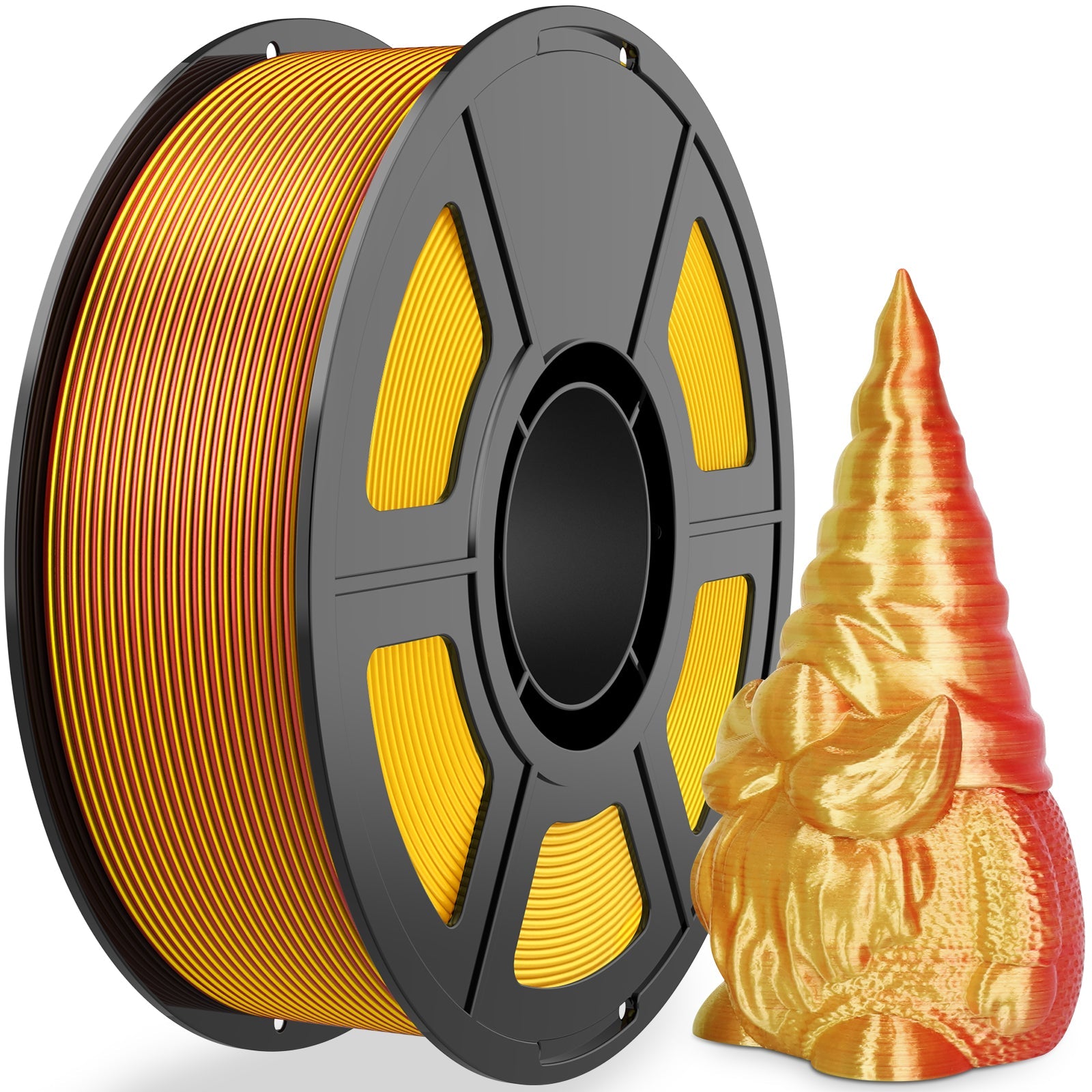 i3DCom Silk PLA 3D Printer Filament, Silk Dual Color Red Bright Gold PLA Filament 1.75+/-0.03mm, Shiny Coextrusion PLA Filament, Color Change 3D Printing Filament 1KG/2.2lb