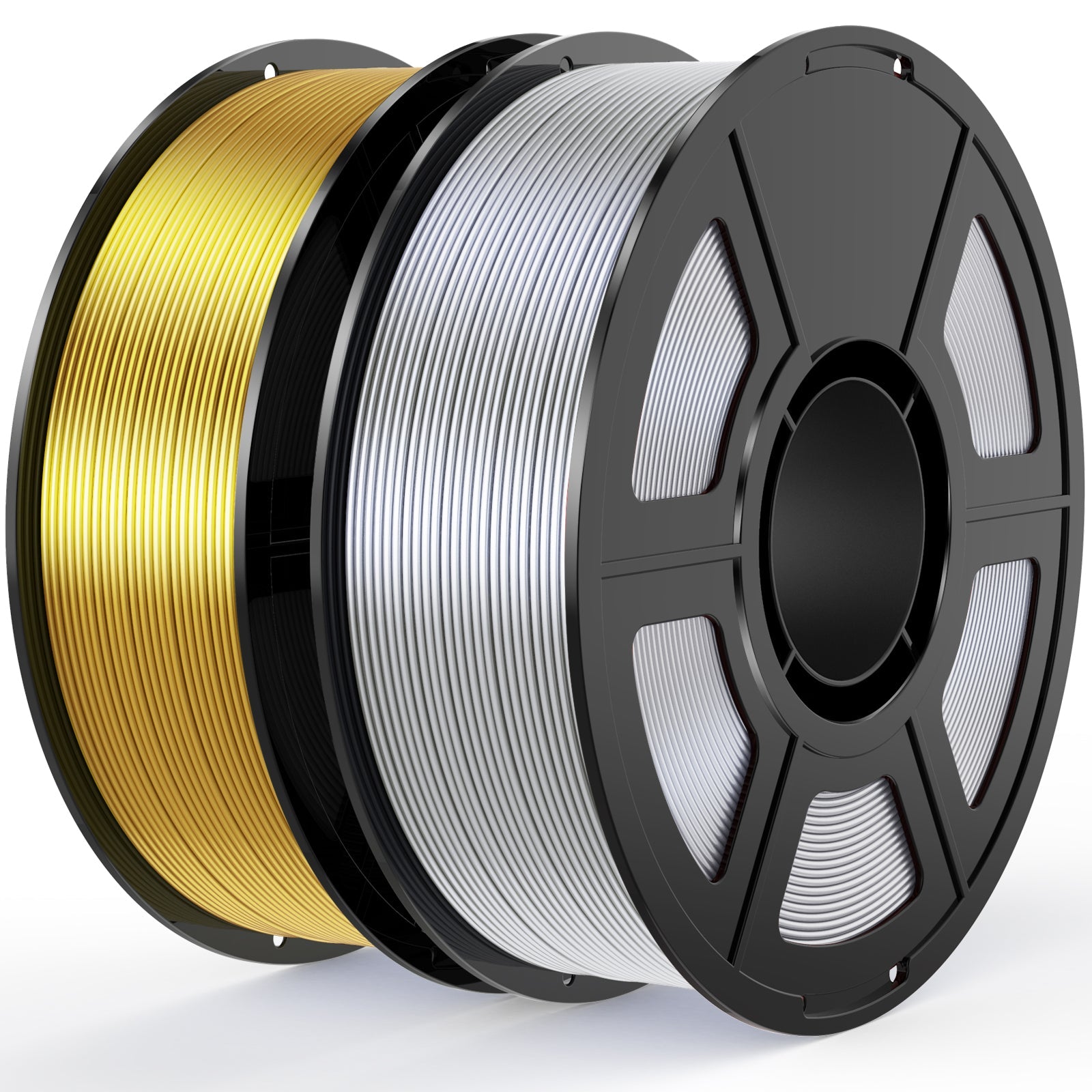 i3DCom Silk PLA Filament Bundle 1.75mm 3D Printer Filament 2-Pack, 2kg Spool (4.4lbs), Dimensional Accuracy +/- 0.03 mm, Fit Most FDM 3D Printer (Silk Gold+Silk Silver)