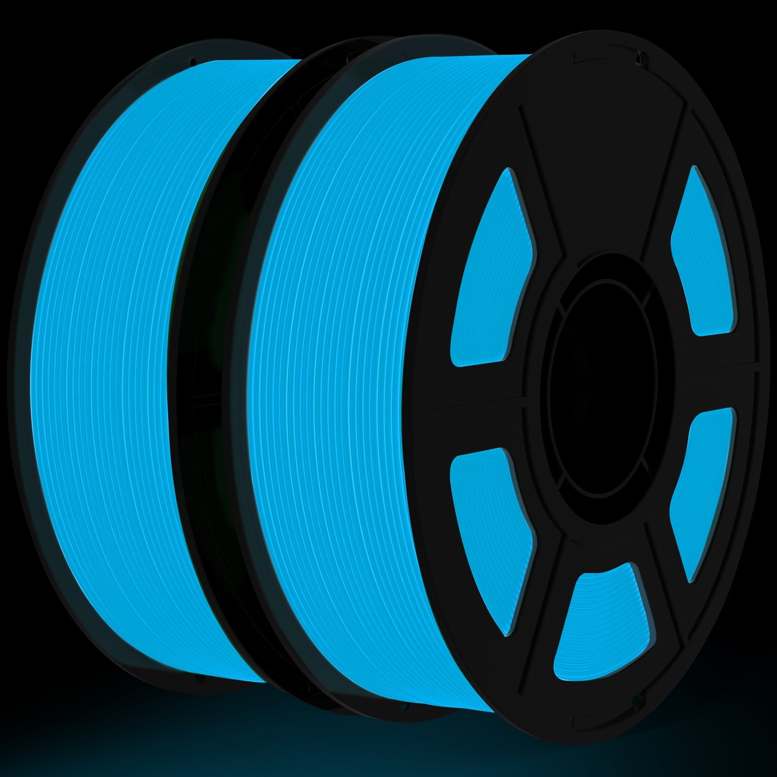 i3DCom Glow in The Dark PLA Filament 1.75mm 3D Printer Filament Bundle, 2kg Spool (4.4lbs), Dimensional Accuracy +/- 0.03 mm, Fit Most FDM 3D Printers (Glow Blue 2-Pack)