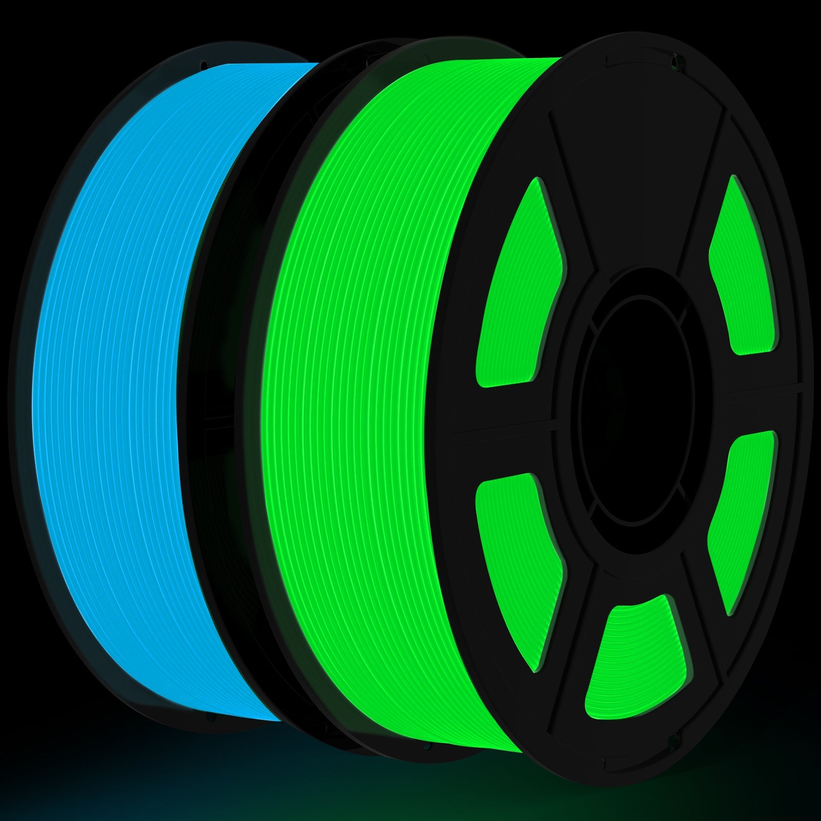 i3DCom Glow in The Dark PLA Filament, 1.75mm 3D Printer Filament Bundle, 2kg Spool (4.4lbs), Dimensional Accuracy +/- 0.03 mm, Fit Most FDM 3D Printers (Glow Blue +Green)