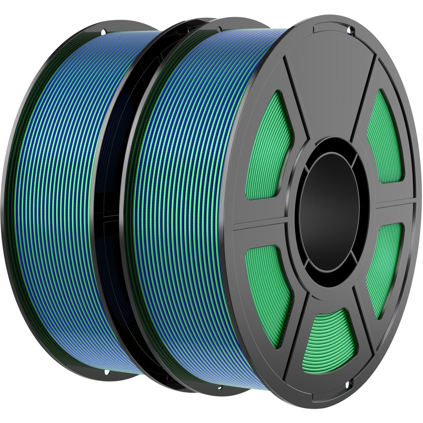 i3DCom Dual Color Silk PLA Filament 1.75mm 3D Printer Filament Bundle, 2kg Spool (4.4lbs), Dimensional Accuracy +/- 0.03 mm, Fit Most FDM 3D Printers (Silk Blue Green 2-Pack)