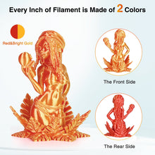 Load image into Gallery viewer, i3DCom Silk PLA 3D Printer Filament, Silk Dual Color Red Bright Gold PLA Filament 1.75+/-0.03mm, Shiny Coextrusion PLA Filament, Color Change 3D Printing Filament 1KG/2.2lb
