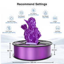 Load image into Gallery viewer, i3DCom Silk Purple PLA Filament 1.75mm, Shiny Silk PLA 3D Printer Filament High Speed &amp; Clog-Free, Dimensional Accuracy +/- 0.03mm, 1kg(2.2lb), Fits for Most FDM 3D Printers
