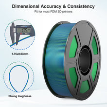 Load image into Gallery viewer, i3DCom Silk PLA 3D Printer Filament, Silk Dual Color Blue Green PLA Filament 1.75+/-0.03mm, Shiny Coextrusion PLA Filament, Color Change 3D Printing Filament 1KG/2.2lb
