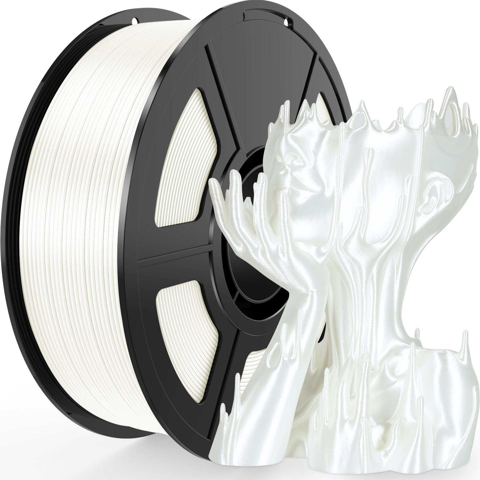 i3DCom Pearl White Silk PLA Filament 1.75mm, Shiny Silk PLA High Speed 3D Printer Filament, Dimensional Accuracy +/- 0.03mm, 1kg(2.2lb), Fits for Most FDM 3D Printers