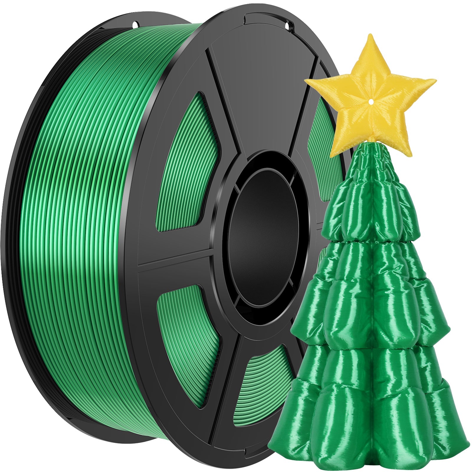 i3DCom Silk Green PLA Filament 1.75mm, Shiny Silk PLA 3D Printer Filament High Speed & Clog-Free, Accuracy +/- 0.03mm, 1kg(2.2lb), Fits for Most FDM 3D Printers