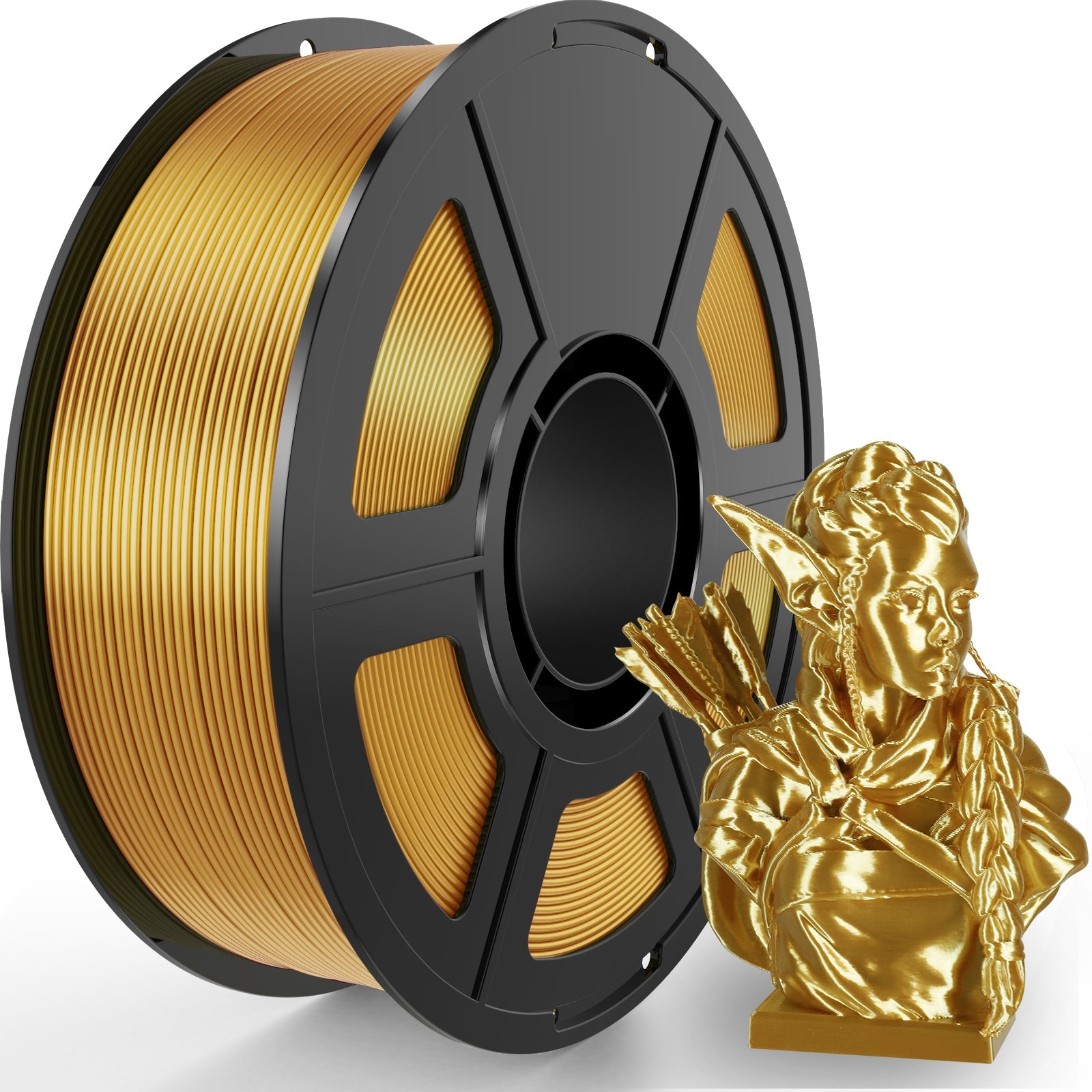 i3DCom Silk Gold PLA Filament 1.75mm, Shiny Silk PLA 3D Printer Filament High Speed & Clog-Free, Dimensional Accuracy +/- 0.03mm, 1kg(2.2lb), Fits for Most FDM 3D Printers