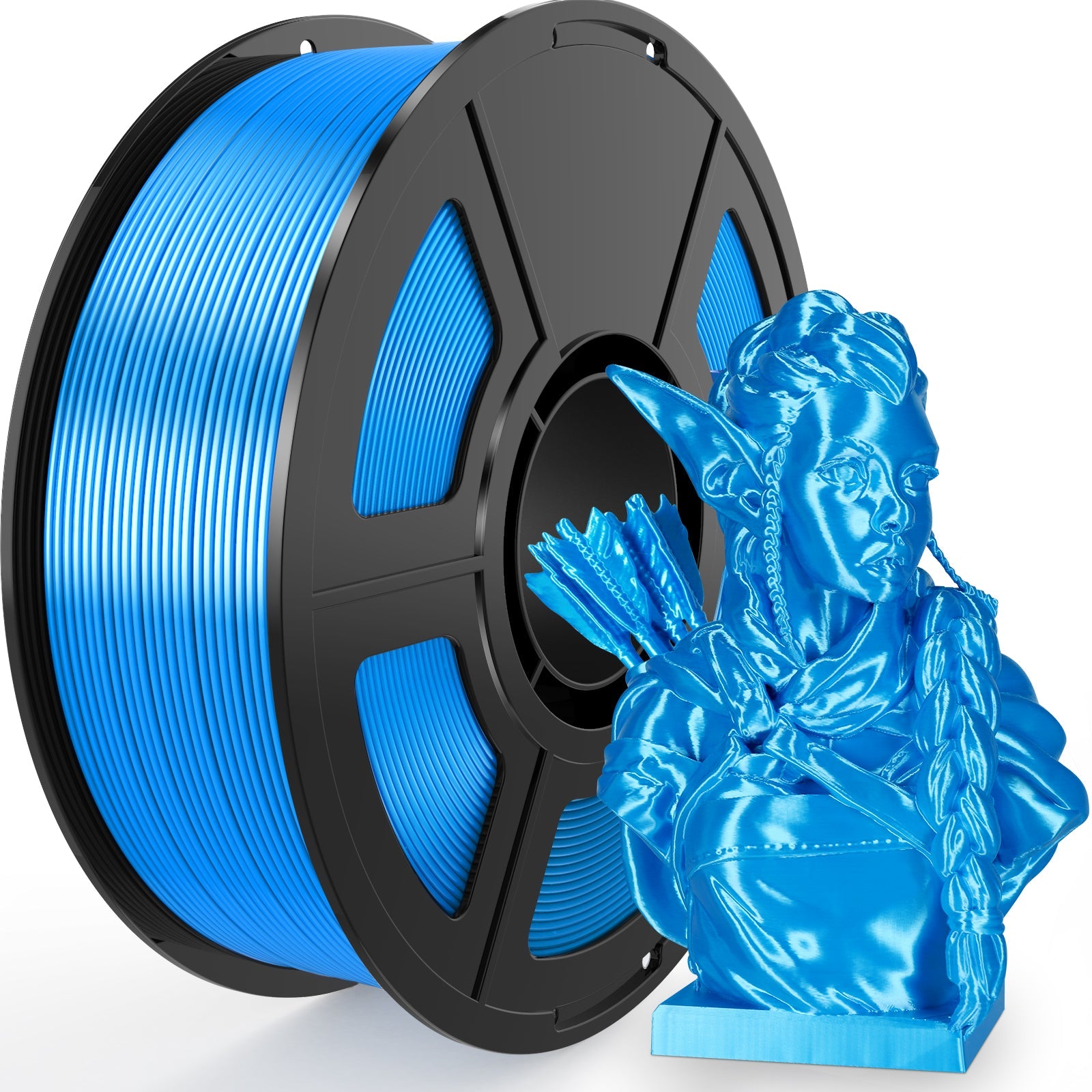 i3DCom Sky Blue Silk PLA Filament 1.75mm, Shiny Silk PLA 3D Printer Filament High Speed & Clog-Free, Dimensional Accuracy +/- 0.03mm, 1kg(2.2lb), Fits for Most FDM 3D Printers