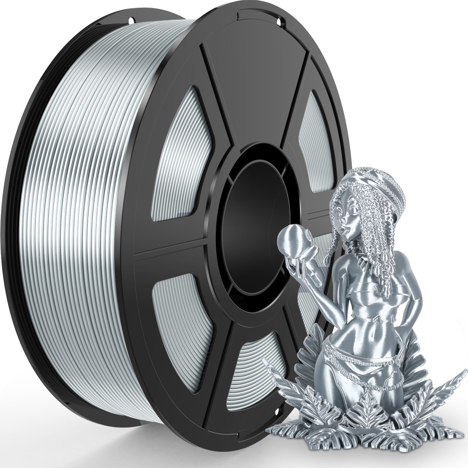 i3DCom Silk Silver Grey PLA Filament 1.75mm, Shiny Silk PLA 3D Printer Filament High Speed & Clog-Free, Dimensional Accuracy +/- 0.03mm, 1kg(2.2lb), Fits for Most FDM 3D Printers