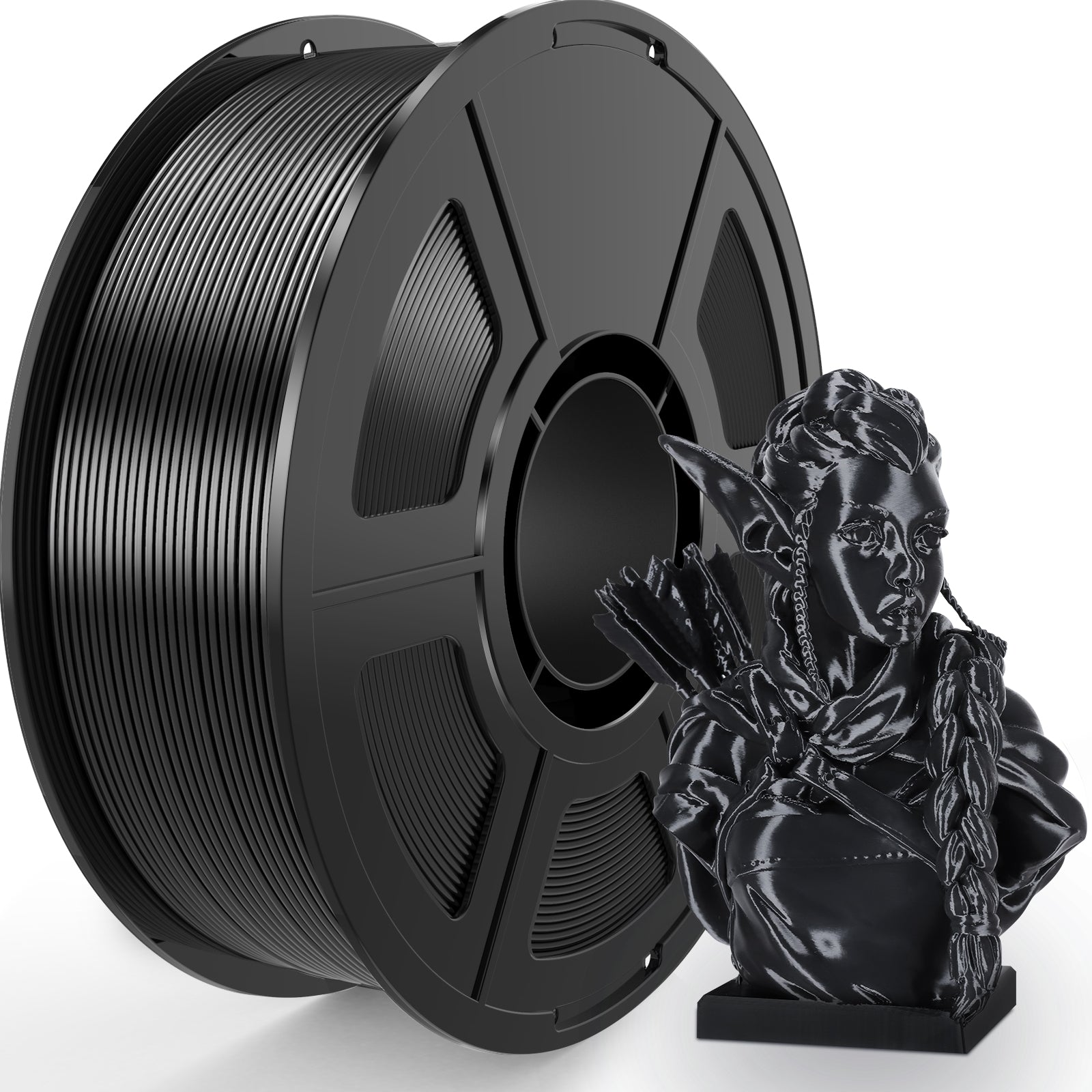 i3DCom Silk Black PLA Filament 1.75mm, Shiny Silk PLA 3D Printer Filament High Speed & Clog-Free, Dimensional Accuracy +/- 0.03mm, 1kg(2.2lb), Fits for Most FDM 3D Printers