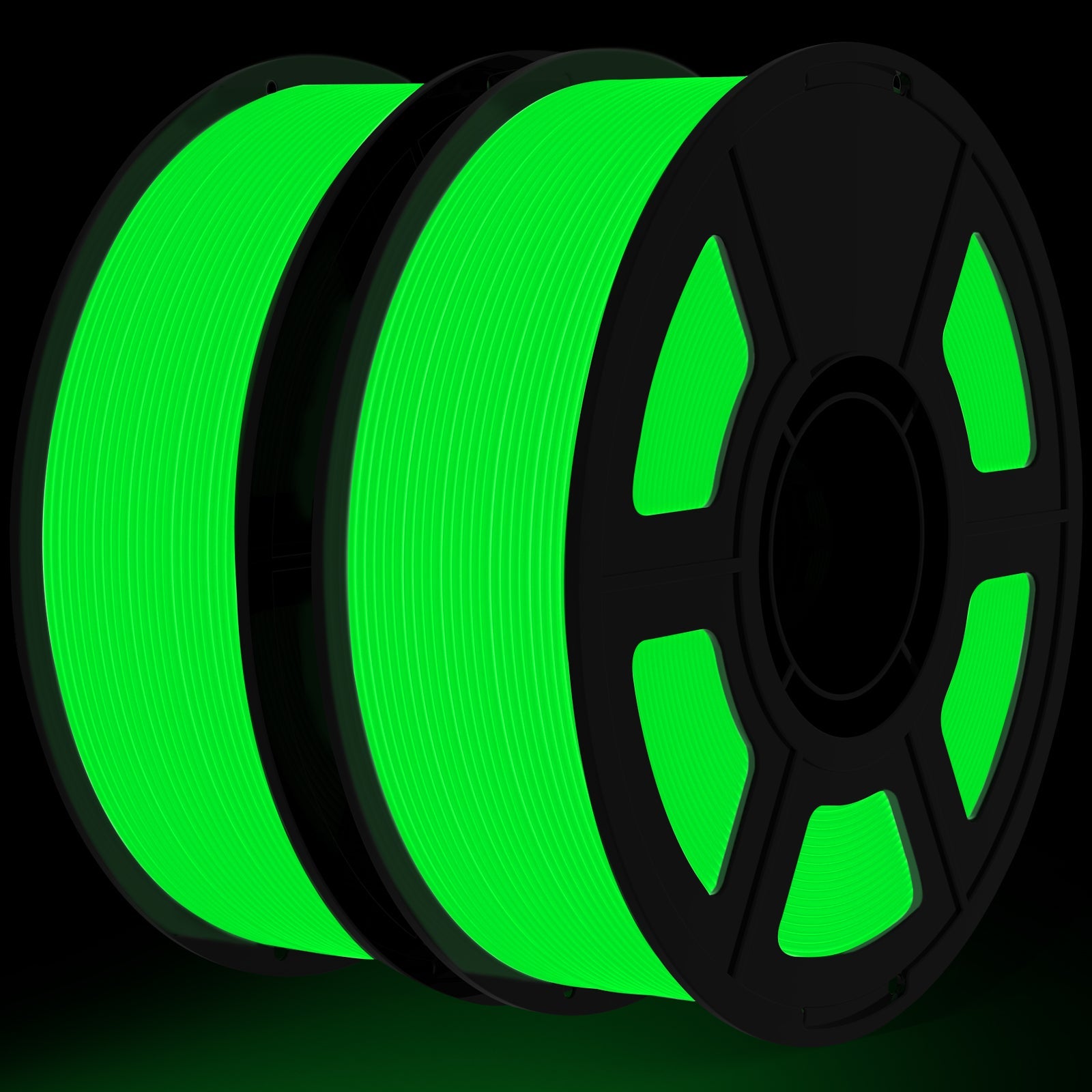 Glow in The Dark PLA Filament 1.75mm 3D Printer Filament Bundle, 2kg Spool (4.4lbs), Dimensional Accuracy +/- 0.03 mm, Fit Most FDM 3D Printer (Glow Green 2-Pack)